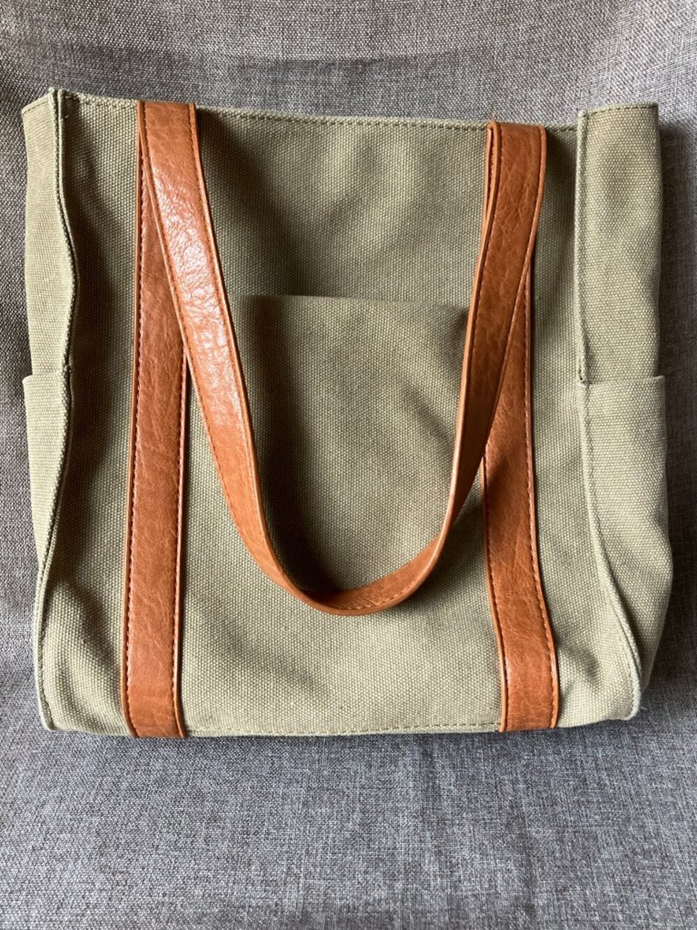 Joy Susan Medium Canvas Tote with Vegan Leather Straps and Abundance of Pockets - Picture 2 of 14